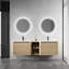 Meuble-lavabo mural 68 po avec lavabo en céramique blanche, tablettes de rangement et 2 portes à fermeture en douceur, chêne blanc américain, emballage KD-1428597388