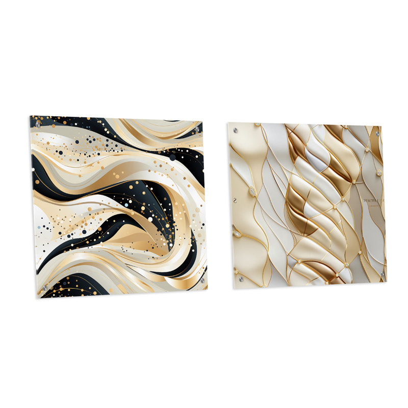 Kendricks - Ensemble de 2 peintures murales abstraites en acrylique, H 16 po x l 33 po