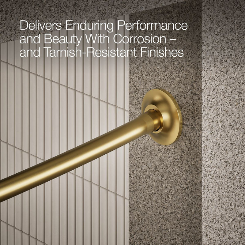 Tringle de douche incurvée Expanse - Design transitionnel, Laiton
