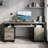 Daylie 59''  Executive Desk with File and Storage Drawers and Cabinet, Computer Writing Desk with Keyboard Tray and 2 Open Compartments for Home Office-2015012125
