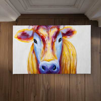 Colorful Country Cow Door Mat - Gray Animals Home Decor