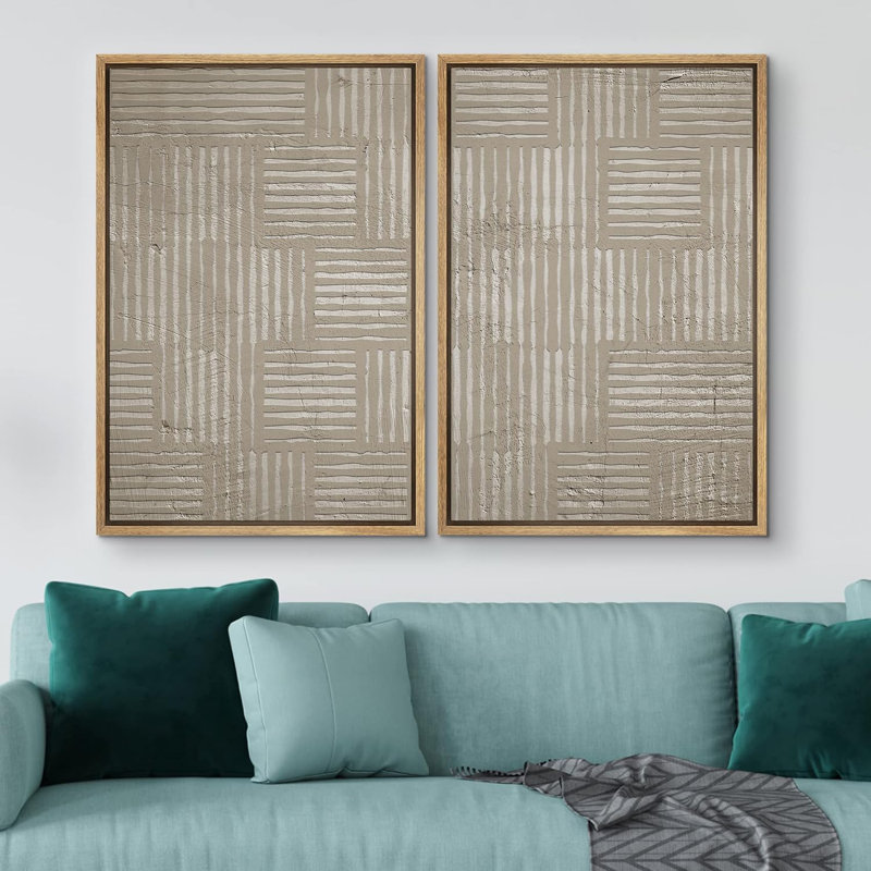 Geometric Line 2 - Pieces, Natural, 36" H x 48" W