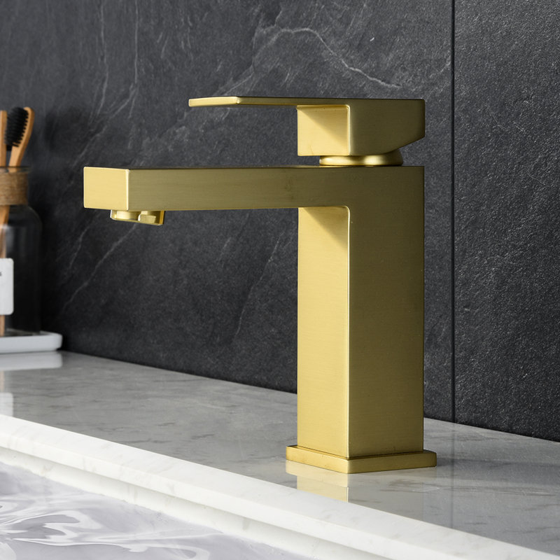 Contemporary Gold Basin Tap - Handle And Long-Lasting Performance Faucet In One Hole Easy Cleaning Feature