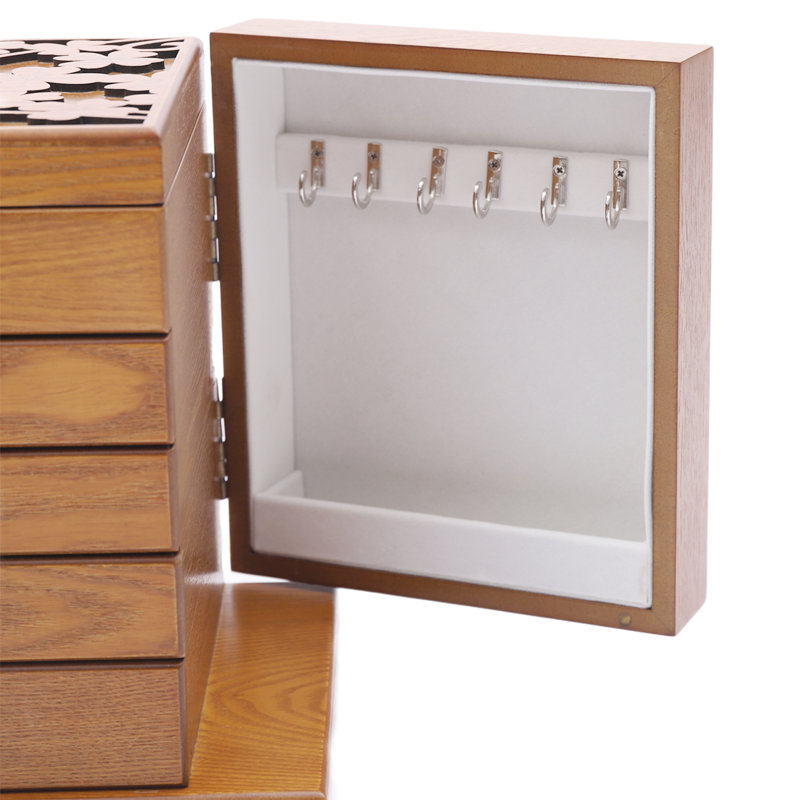 5-Tier Wooden Jewellery Organizer Box with Mirror