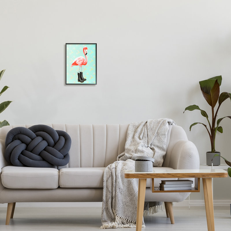 Stylish Pink Flamingo in Black Boots Canvas Print