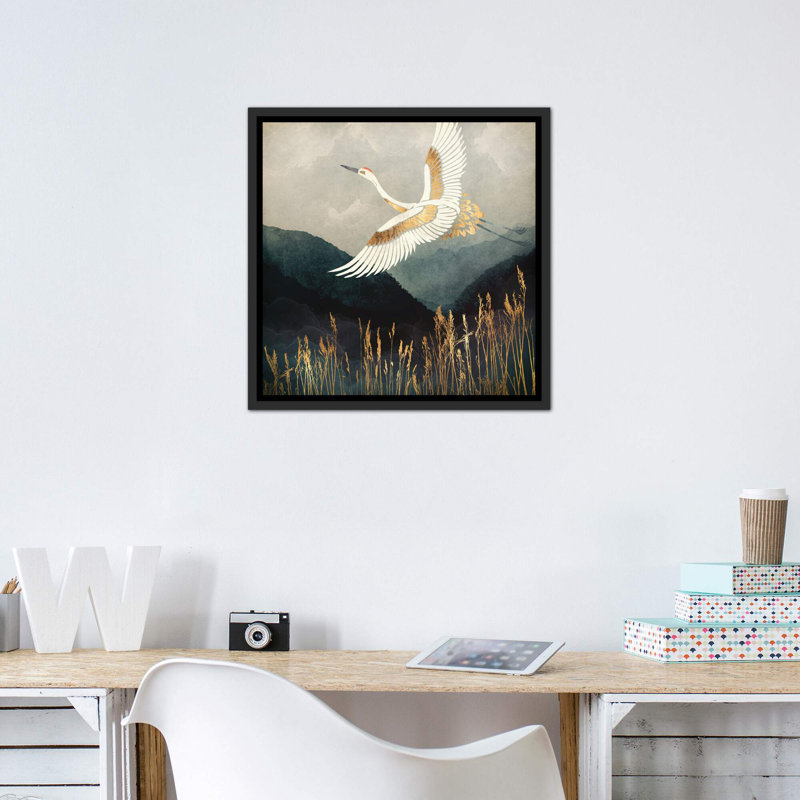 Elegant Flight - impression d'art graphique, Toile avec cadre noir patiné, H 26 po x l 26 po x P 1,5 po, Pas de tapis