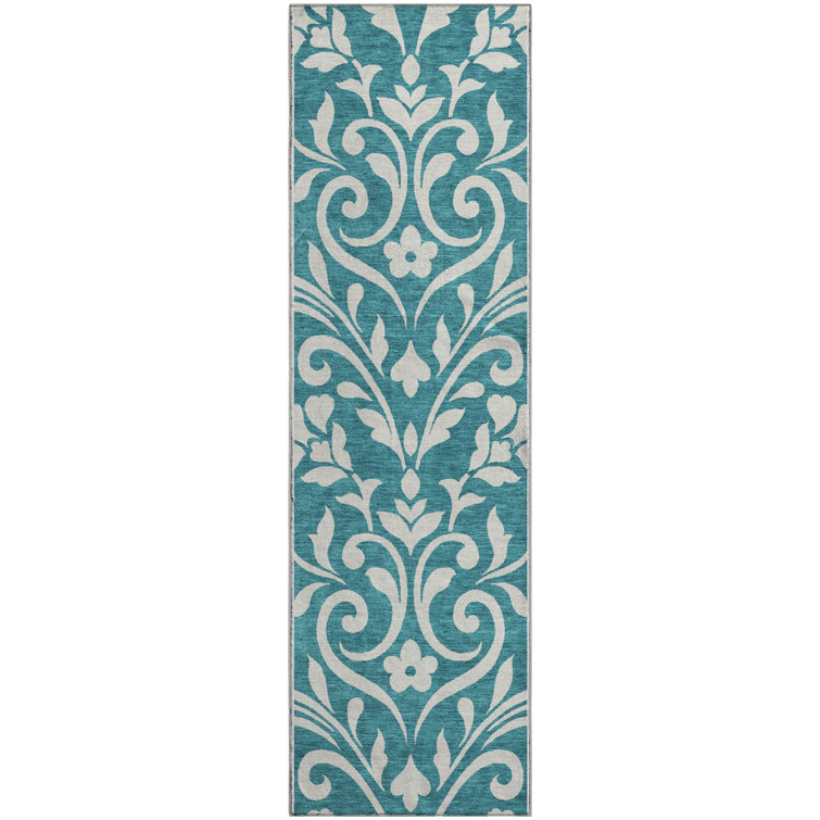 Premium Machine Washable Prisco Teal Rug
