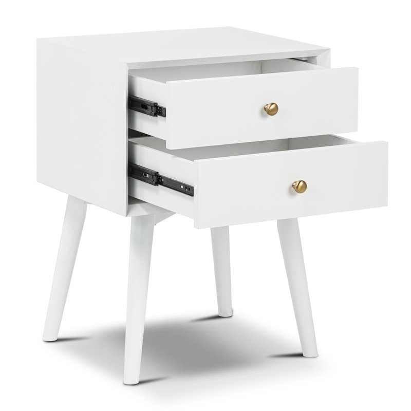 Dorsey Nightstand with Solid Wood Base, White