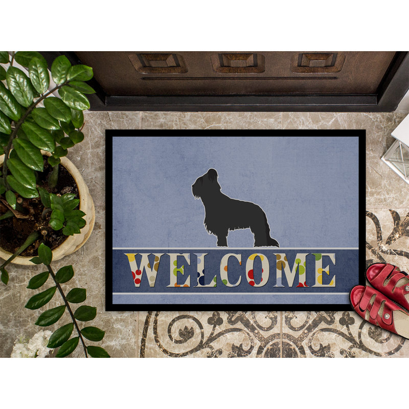 Welcome Non-Slip Outdoor Door Mat, Briard, Rectangle 2' x 3'