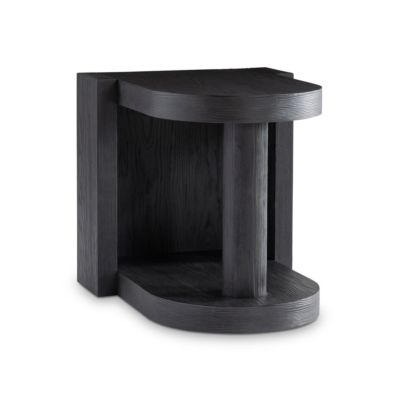 Black Contemporary Free Form Wood End Table