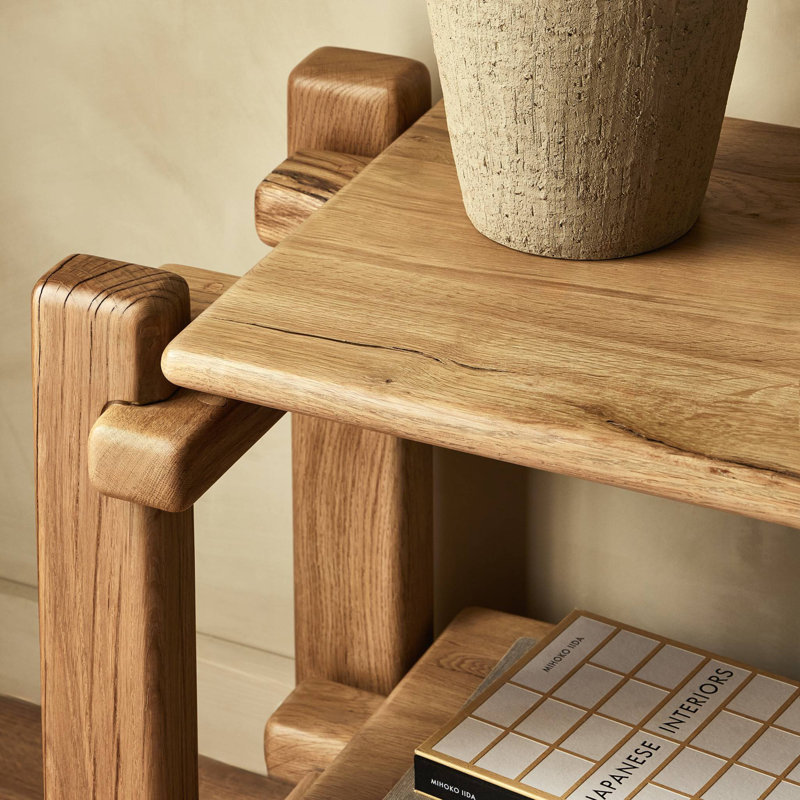 Marcia Console Table by Thomas Bina/Ronald Sasson, 24" H x 86.75" W x 18.75" D, Natural Reclaimed French Oak