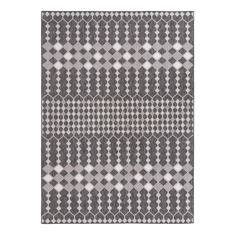 Tapis d'extérieur Charcoal_Unique Loom Traliccio, Rectangle de 10 pi x 14 pi