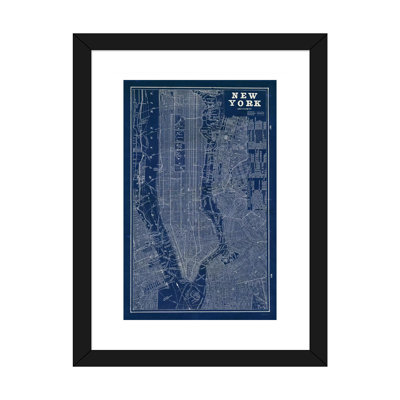 «Blueprint Map New York» par Sue Schlabach - impression d'art graphique