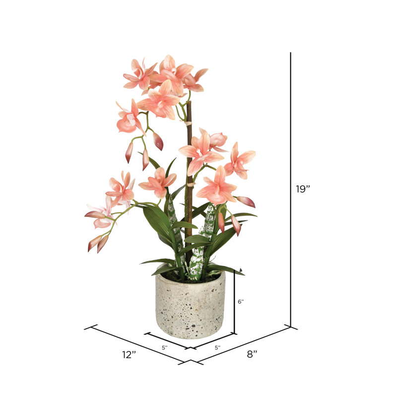 Orchidée artificielle 19 po Deluxe, Orangé