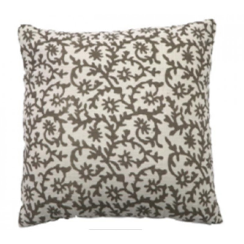 Braid Pattern Cushion Cover, 18" H x 18" W, Cream/Brown Floral