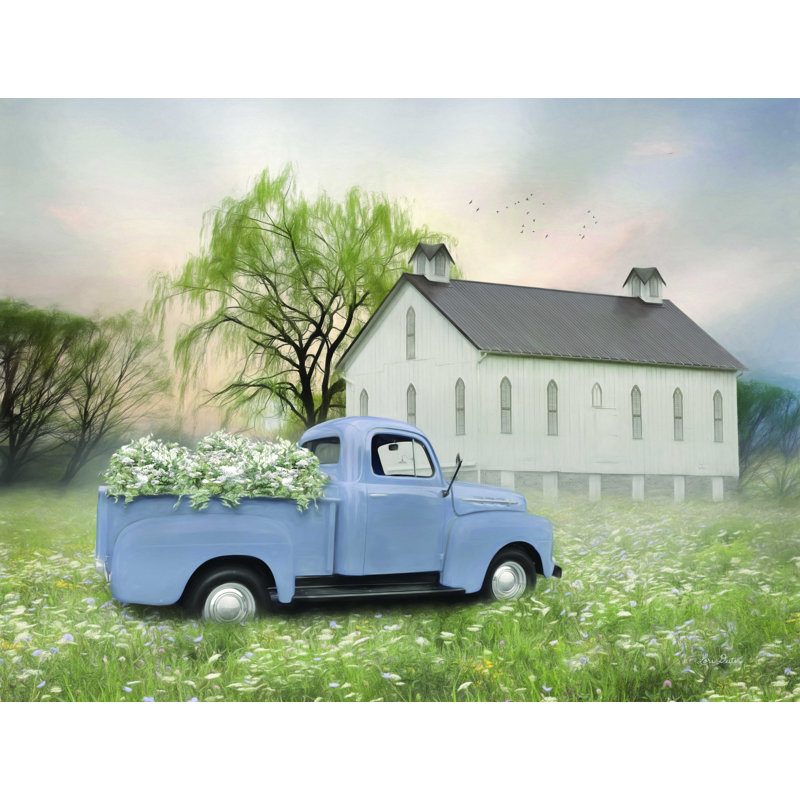 " Blue Ford At Barn ", 12" H x 16" W  