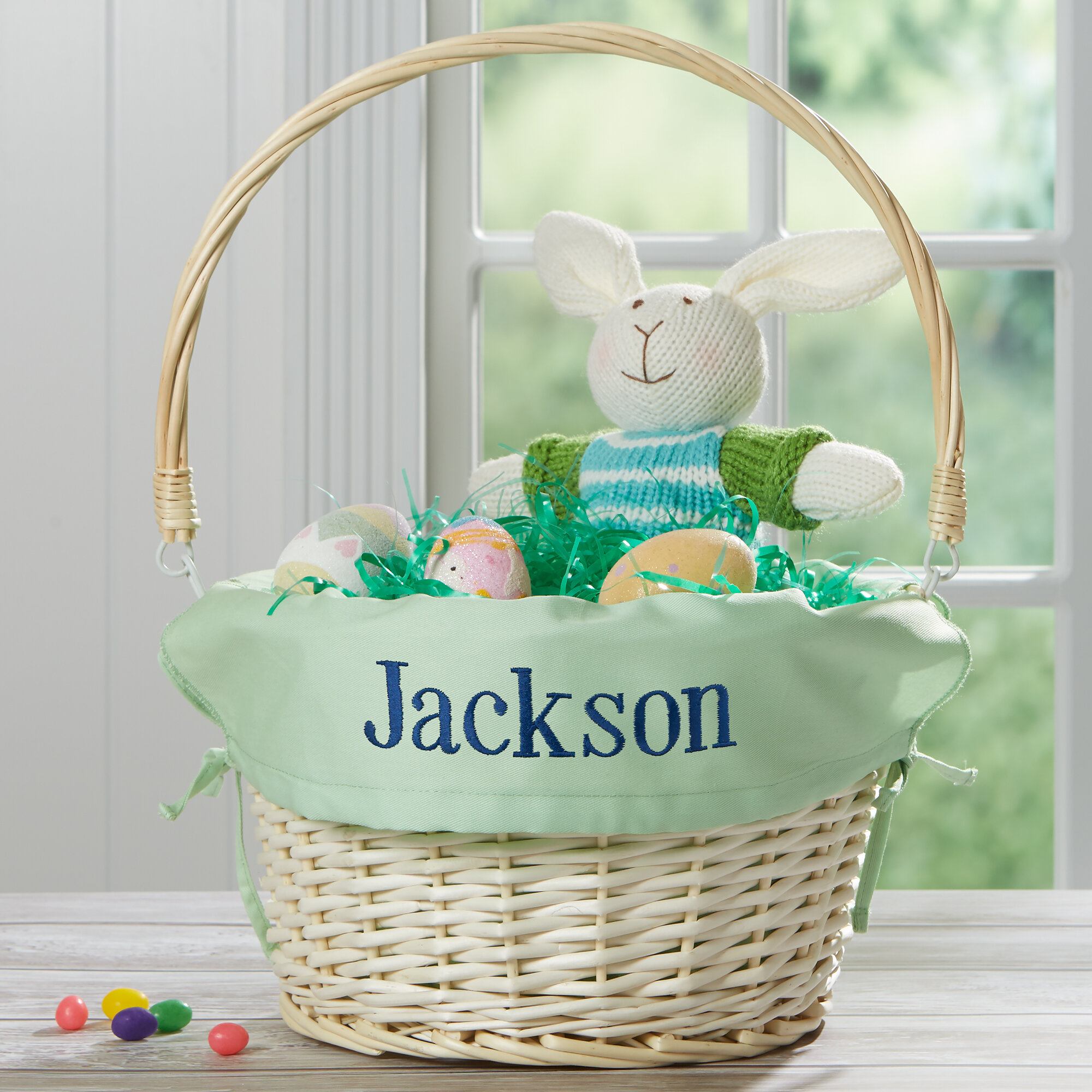 Personalization Mall Embroidered Name Easter Wicker Basket