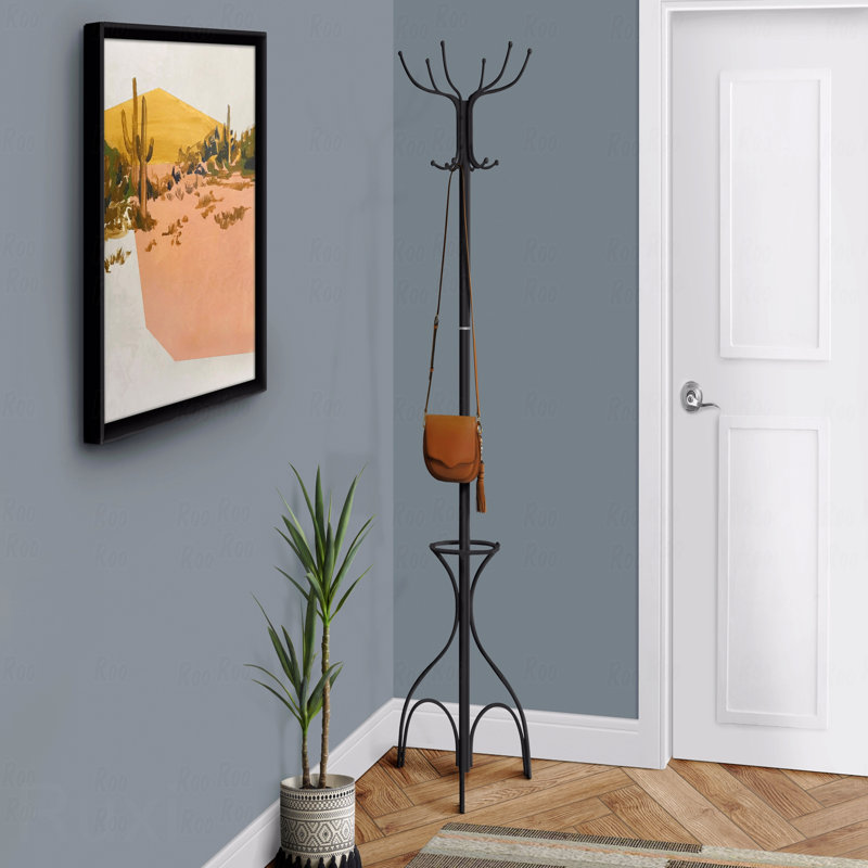Coat Rack, Hall Tree With Storage Function Rack, With Free Standing Design, With 12 Coat Hooks, For Entryway Use, 70" Height, With Umbrella Holder Function