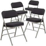 Hurshid Curved Triple Braced & Hinged Fabric Upholstered Metal Folding Chair