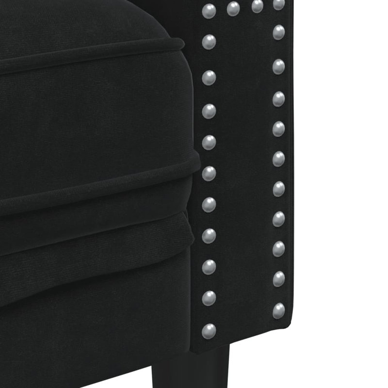 Canapé Chesterfield Solomon Fleur De Lis Living, 27.8" H x 76.4" W x 29.3" D, Noir