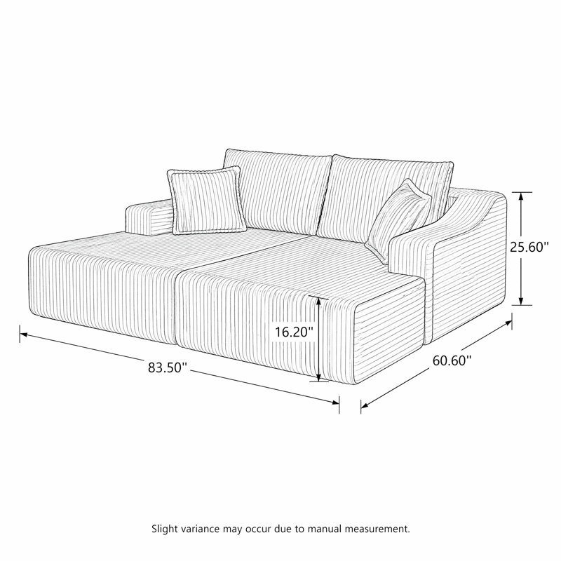 Canapé de chaise longue sans oreiller rembourré de mousse avec coussins, Blanc