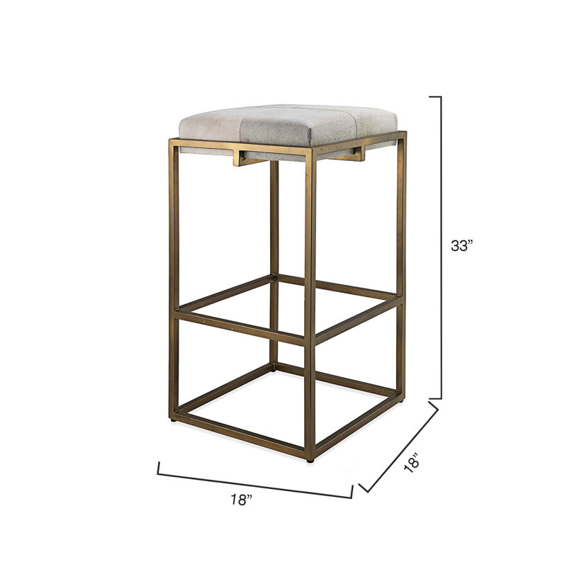 Shelby Stool, White/Brass, Bar Stool (33" Seat Height)