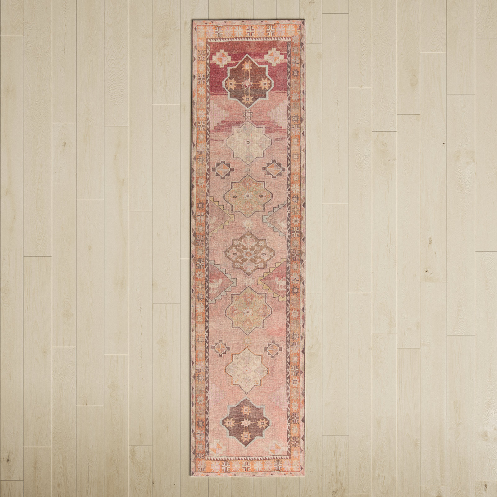 Birch Lane™ Washable Performance Orange/Pink/Brown Rug & Reviews | Wayfair