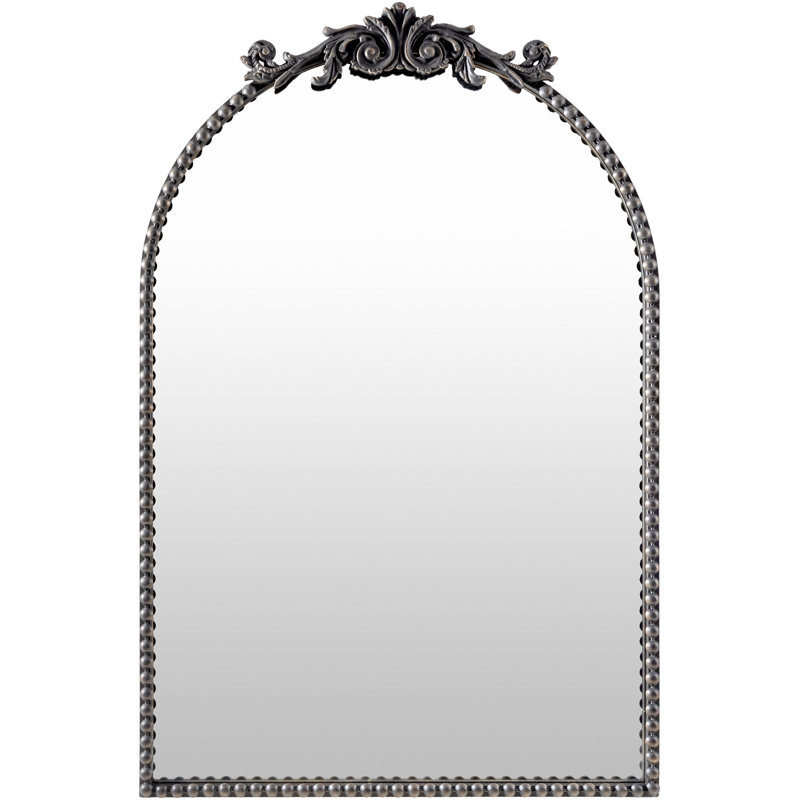 Anzlie Wrought Iron Arch Wall Mirror, 36" x 24", Black