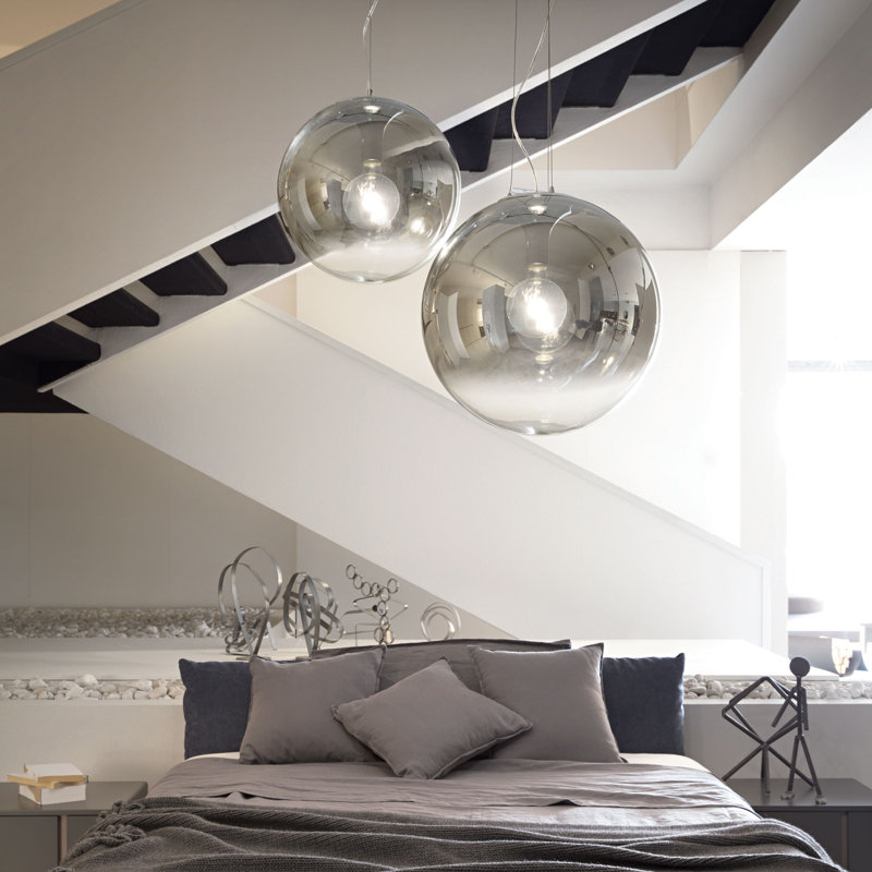 1 - Light Silver Globe Pendant, 255cm H x 40cm W x 40cm D, Chrome