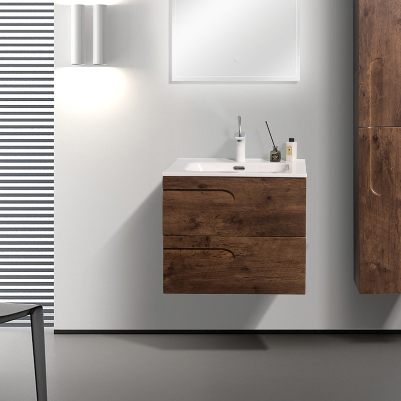 Alberthe 24" Wall-Mounted Single Bathroom Vanity Set, Graywood
