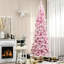 Grand arbre rose 7,5 pi - mince crayon artificiel avec neige floquée et structure de feuillage d'élégance réaliste