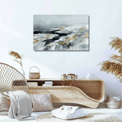 Ensemble de 1 tableau abstrait sur toile représentant un paysage
