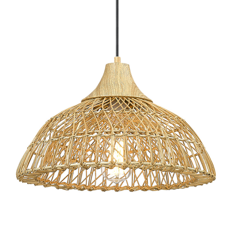 16'' 2-Light Hand-Woven Rattan Pendant Light