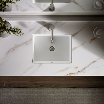 Verticyl 17" Rectangular Under-Mount Bathroom Sink with Overflow Drain