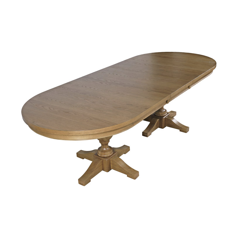 Lang Modern Transitional 102" Double Pedestal Dining Table - Light Brown, Light Brown