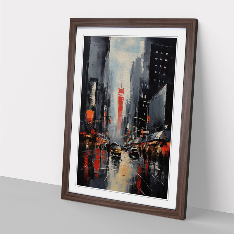 New York Gestural 1 Piece Single Picture Frame Wall Art, 34cm H x 25cm W x 2cm D, Walnut