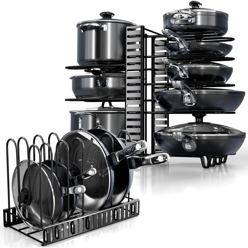8-Tier Adjustable Pan Organizer Rack