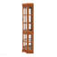 Vitrine d'angle avec 5 tablettes et système d'éclairage, chêne (ampoule E26 non incluse)