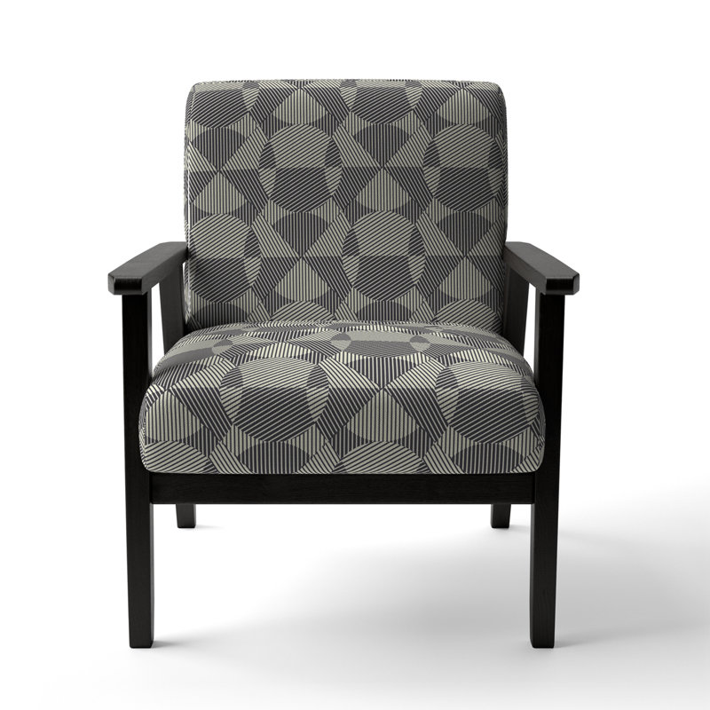 Grey And Cream Striped Pattern - Upholstered Patterned Accent Arm Chair