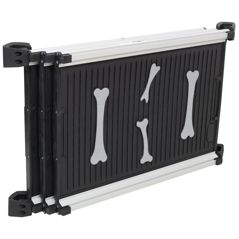 Portable Telescoping Aluminum Dog Ramp with Non-Slip Bone Pattern Surface, Adjustable Pet Loading Ramp for Cars, SUVs, Trucks & RVs