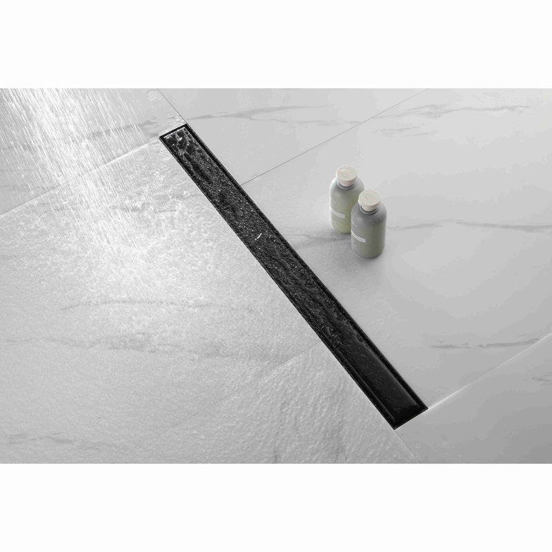 32 Inches Linear Shower Drain With Removable Cover, 304 Stainless Shower Drain  Included Hair Strainer And Leveling Feet