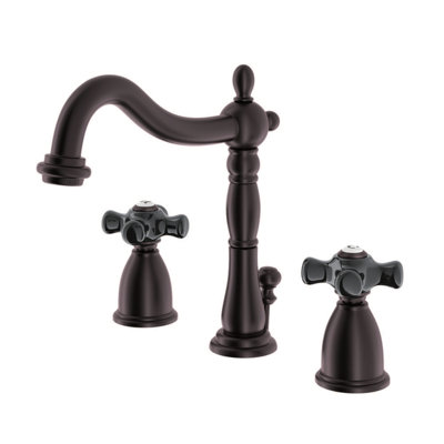 Kingston Brass Duchess Two-Handle 3-Hole Deck Mount Widespread Bathroom Faucet with Pop-Up Drain