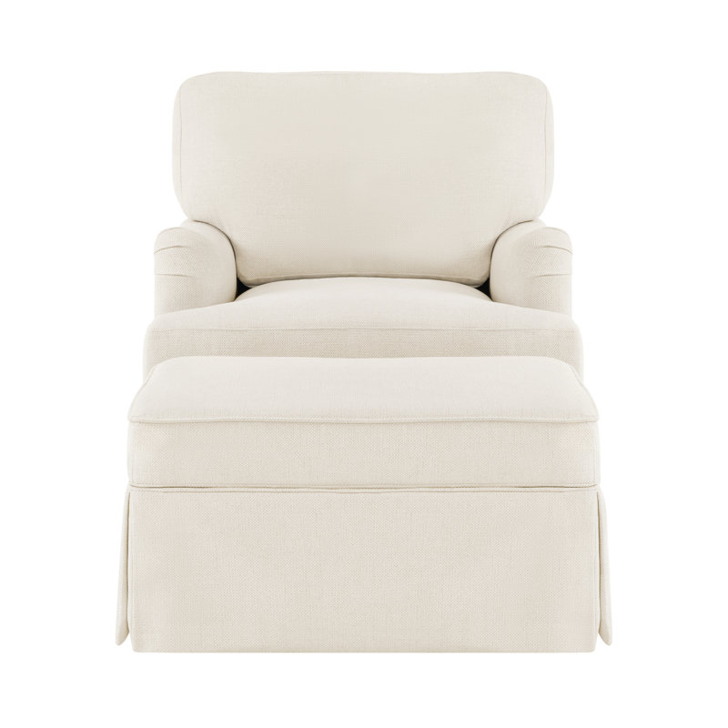 Fauteuil demi-tonneau pivotant avec repose-pieds 32,7 po, Lin beige