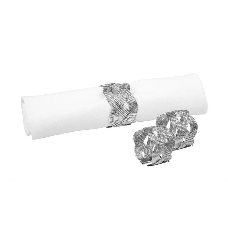 Rond de serviette tissé, Argent
