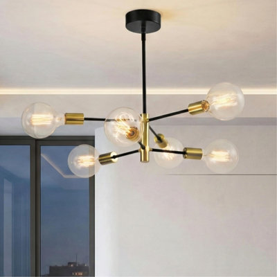 Modern Sputnik Chandelier, 6-Light Industrial Pendant Light Fixture,  Vintage Mid-Century Chandelier for Dining Room, Bedroom, Living Room, Kitchen