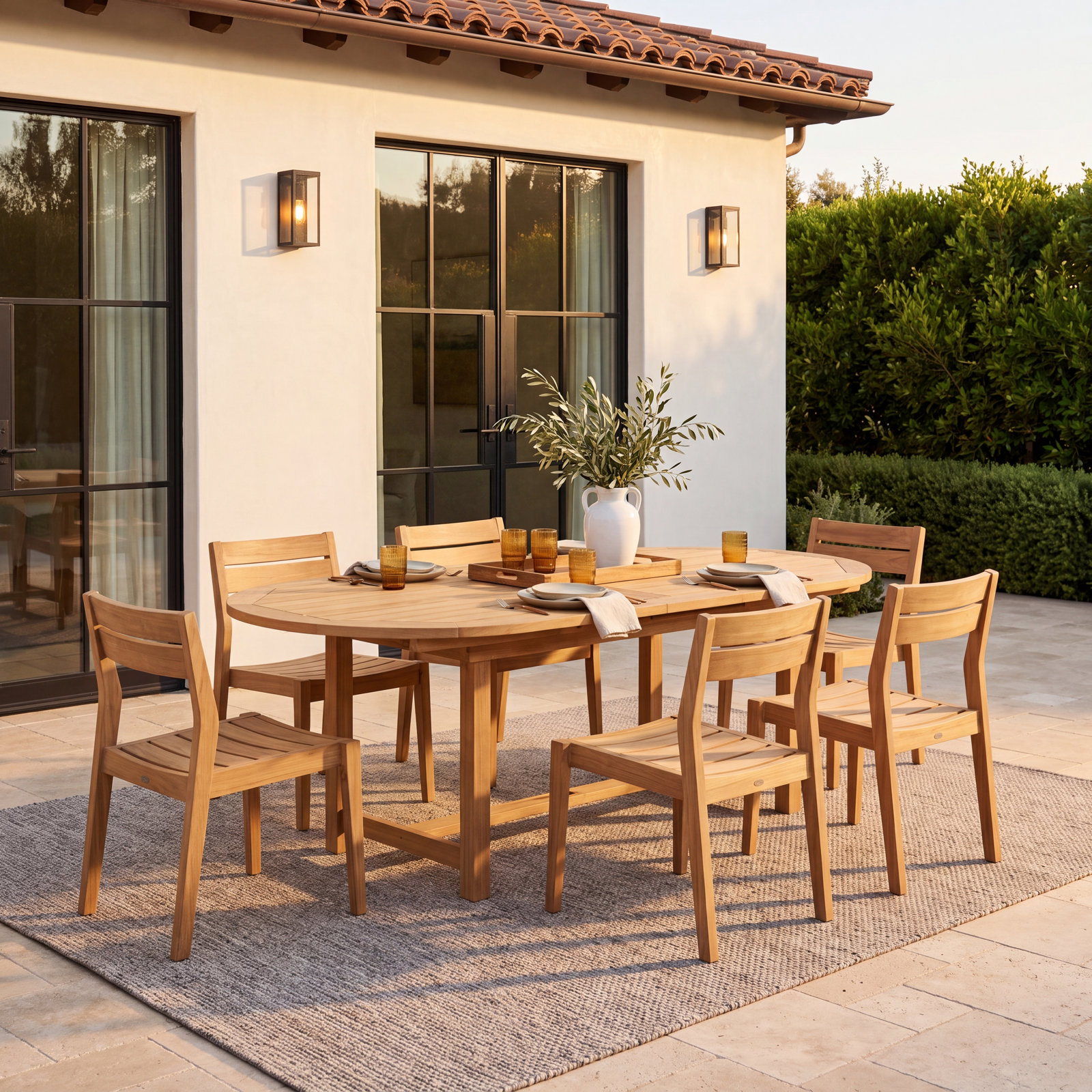 Alyisa 63" Extendable Eucalyptus Patio Dining Table, Light Wood