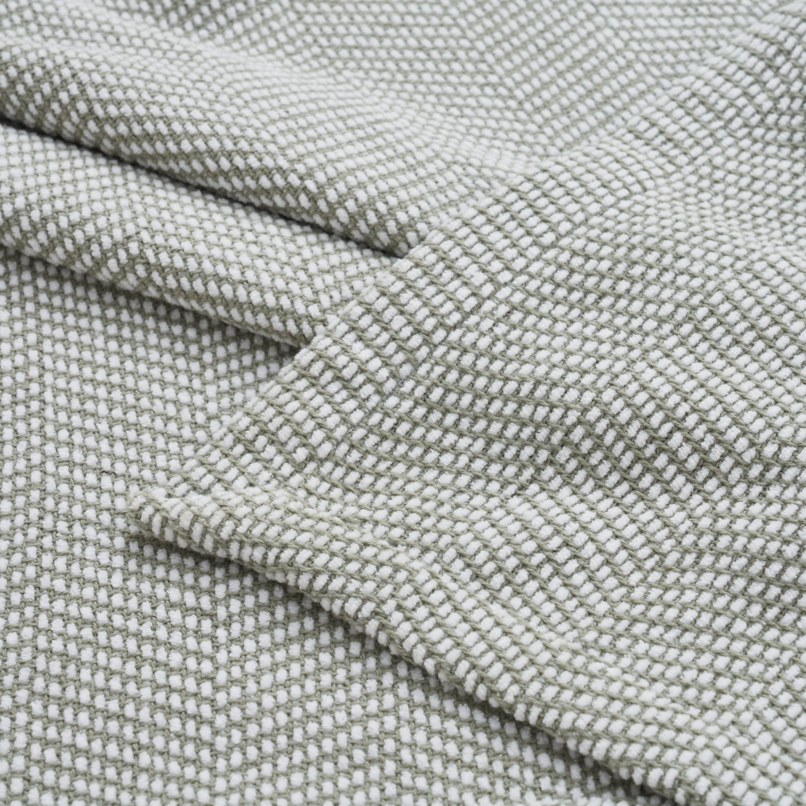 Cotton Woven Throw Blanket, Green, California King or 100" L x 108" W