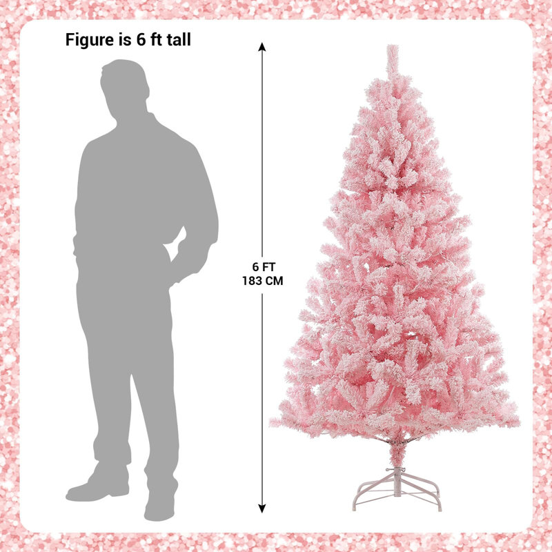 6-Foot Pink Snow Flocked Christmas Tree with Multi-Color LED Lights