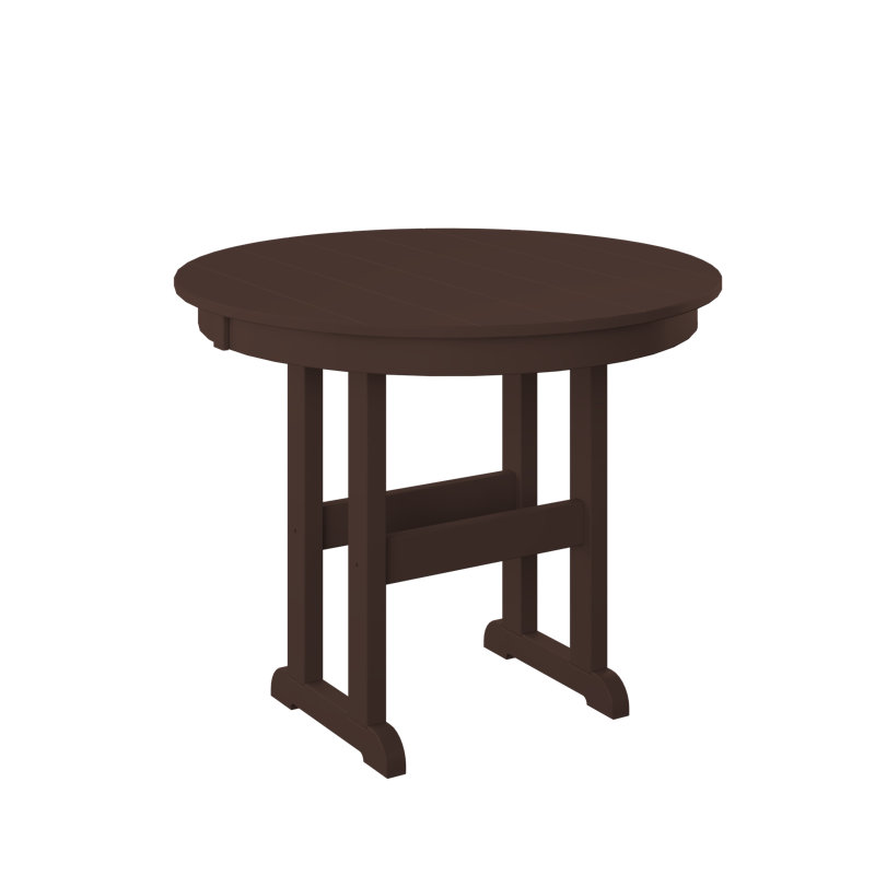 Table ronde 38 "à hauteur de comptoir". Brun Tudor, Brun Tudor, H 36 po x l 38 po x P 38 po, Brun Tudor