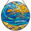 Panneau de vitrail 12 "H Dolphin Waves-360502362